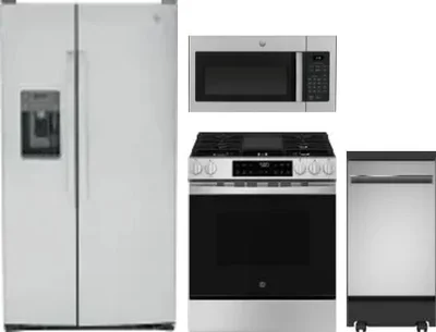 4 Piece Package Includes Refrigerator, Range, Microwave And Dishwasher
