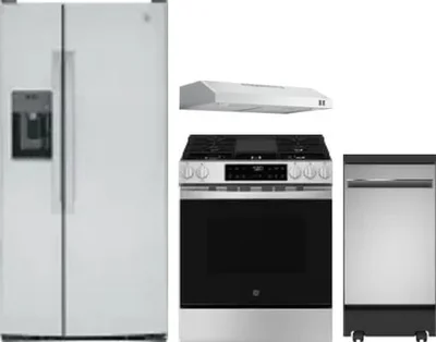 4 Piece Package Includes Refrigerator, Range, Hood And Dishwasher