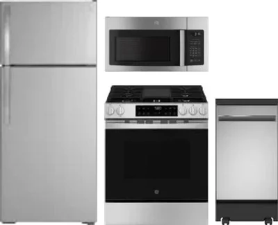 4 Piece Package Includes Refrigerator, Range, Microwave And Dishwasher