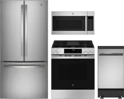 4 Piece Package Includes Refrigerator, Range, Microwave And Dishwasher