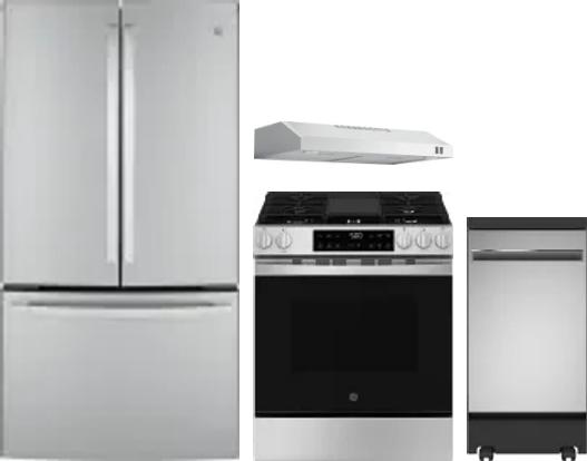 4 Piece Package Includes Refrigerator, Range, Hood And Dishwasher