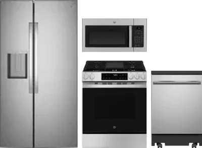 4 Piece Package Includes Refrigerator, Range, Microwave And Dishwasher