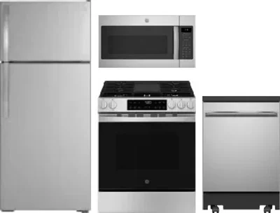 4 Piece Package Includes Refrigerator, Range, Microwave And Dishwasher