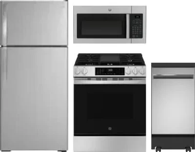 4 Piece Package Includes Refrigerator, Range, Microwave And Dishwasher