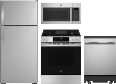 4 Piece Package Includes Refrigerator, Range, Microwave And Dishwasher