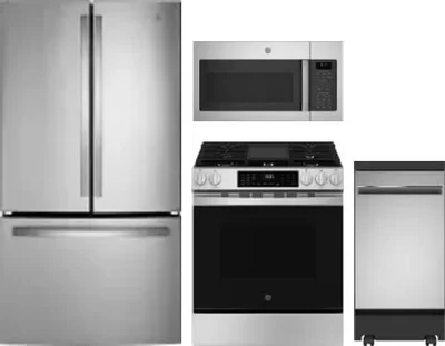 4 Piece Package Includes Refrigerator, Range, Microwave And Dishwasher