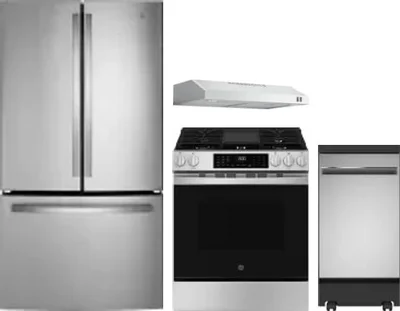 4 Piece Package Includes Refrigerator, Range, Hood And Dishwasher