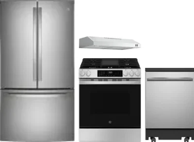 4 Piece Package Includes Refrigerator, Range, Hood And Dishwasher