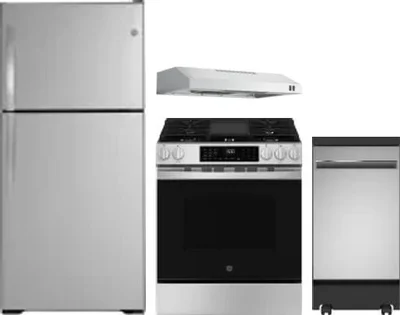 4 Piece Package Includes Refrigerator, Range, Hood And Dishwasher