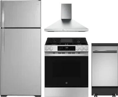 4 Piece Package Includes Refrigerator, Range, Hood And Dishwasher