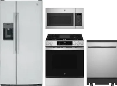 4 Piece Package Includes Refrigerator, Range, Microwave And Dishwasher