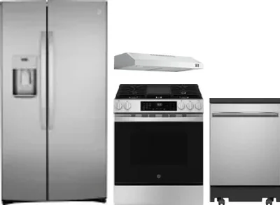 4 Piece Package Includes Refrigerator, Range, Hood And Dishwasher
