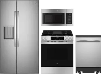 4 Piece Package Includes Refrigerator, Range, Microwave And Dishwasher