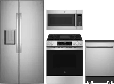 4 Piece Package Includes Refrigerator, Range, Microwave And Dishwasher