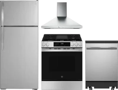 4 Piece Package Includes Refrigerator, Range, Hood And Dishwasher