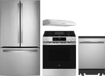 4 Piece Package Includes Refrigerator, Range, Hood And Dishwasher