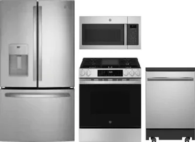 4 Piece Package Includes Refrigerator, Range, Microwave And Dishwasher