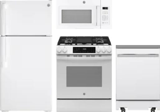 4 Piece Package Includes Refrigerator, Range, Microwave And Dishwasher