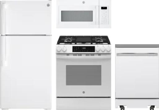 4 Piece Package Includes Refrigerator, Range, Microwave And Dishwasher