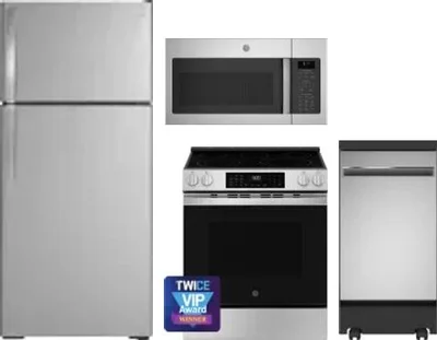 4 Piece Package Includes Refrigerator, Range, Microwave And Dishwasher