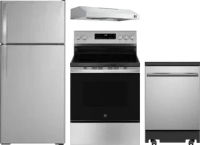 4 Piece Package Includes Refrigerator, Range, Hood And Dishwasher