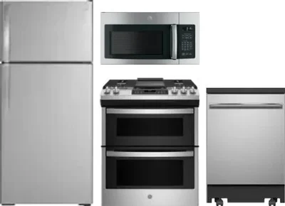 4 Piece Package Includes Refrigerator, Range, Microwave And Dishwasher