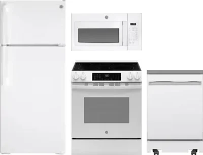 4 Piece Package Includes Refrigerator, Range, Microwave And Dishwasher