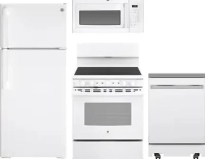 4 Piece Package Includes Refrigerator, Range, Microwave And Dishwasher
