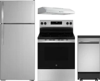 4 Piece Package Includes Refrigerator, Range, Hood And Dishwasher