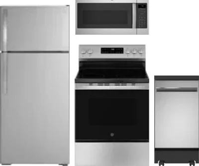 4 Piece Package Includes Refrigerator, Range, Microwave And Dishwasher