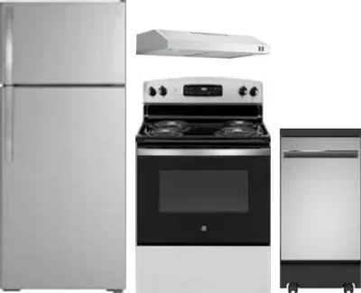4 Piece Package Includes Refrigerator, Range, Hood And Dishwasher