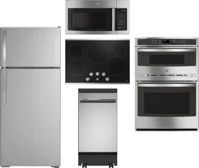 5 Piece Package Includes Refrigerator, Cooktop, Wall Oven, Microwave And Dishwasher