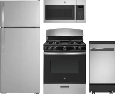 4 Piece Package Includes Refrigerator, Range, Microwave And Dishwasher