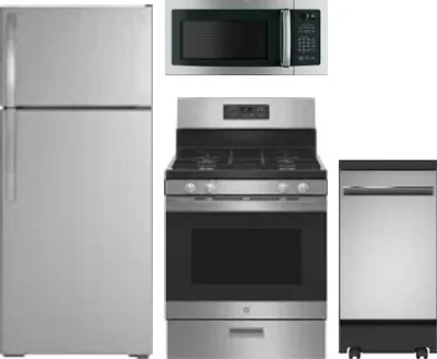 4 Piece Package Includes Refrigerator, Range, Microwave And Dishwasher
