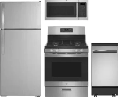 4 Piece Package Includes Refrigerator, Range, Microwave And Dishwasher