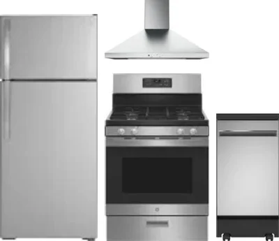 4 Piece Package Includes Refrigerator, Range, Hood And Dishwasher