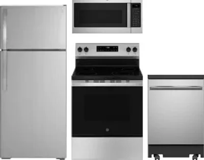 4 Piece Package Includes Refrigerator, Range, Microwave And Dishwasher