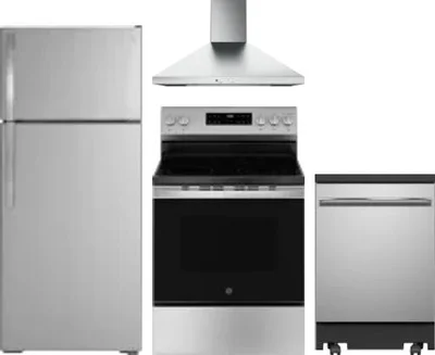 4 Piece Package Includes Refrigerator, Range, Hood And Dishwasher