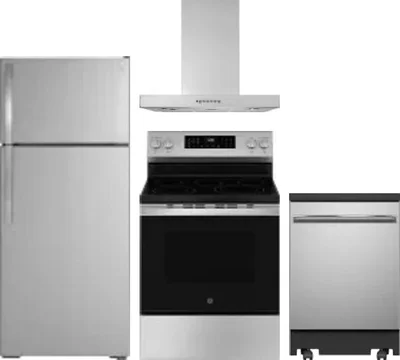 4 Piece Package Includes Refrigerator, Range, Hood And Dishwasher