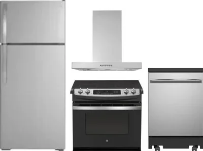 4 Piece Package Includes Refrigerator, Range, Hood And Dishwasher