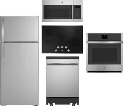 5 Piece Package Includes Refrigerator, Cooktop, Wall Oven, Microwave And Dishwasher