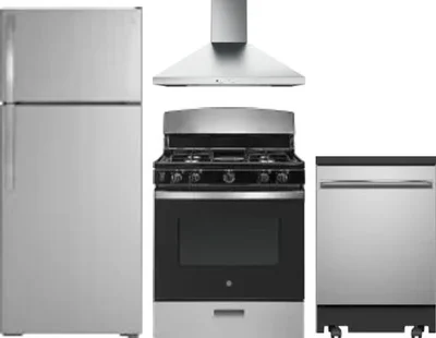 4 Piece Package Includes Refrigerator, Range, Hood And Dishwasher