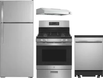 4 Piece Package Includes Refrigerator, Range, Hood And Dishwasher