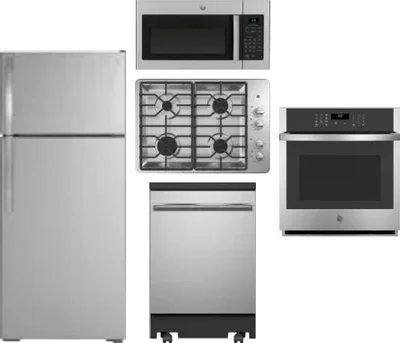 5 Piece Package Includes Refrigerator, Cooktop, Wall Oven, Microwave And Dishwasher