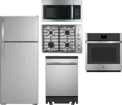 5 Piece Package Includes Refrigerator, Cooktop, Wall Oven, Microwave And Dishwasher
