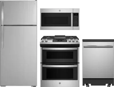 4 Piece Package Includes Refrigerator, Range, Microwave And Dishwasher