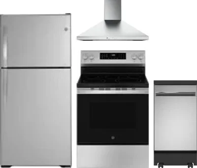 4 Piece Package Includes Refrigerator, Range, Hood And Dishwasher
