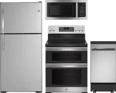 4 Piece Package Includes Refrigerator, Range, Microwave And Dishwasher