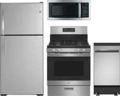 4 Piece Package Includes Refrigerator, Range, Microwave And Dishwasher