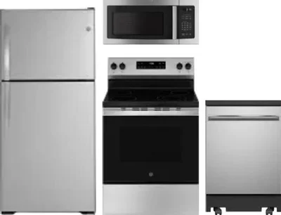4 Piece Package Includes Refrigerator, Range, Microwave And Dishwasher